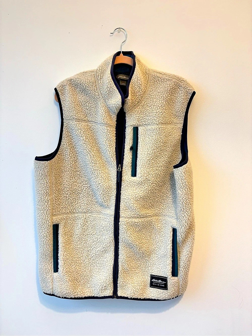 Eddie Bauer Sherpa Fleece Vest Cream size L